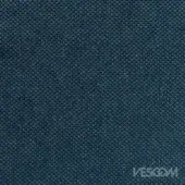 Teal woven fabric texture with silver flecks, displaying a granular surface and visible yarn structure; “VESCOM” logo imprinted.